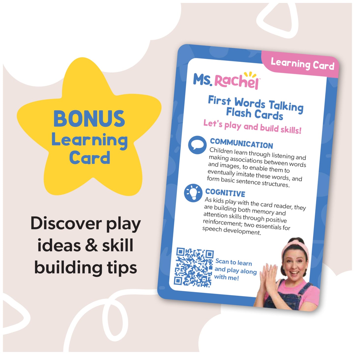 Ms. Rachel Official First Words Talking Flash Cards with Electronic Reader, 100 Words, Educational Toys & Toddler Toys for Girls & Boys Ages 1-2+