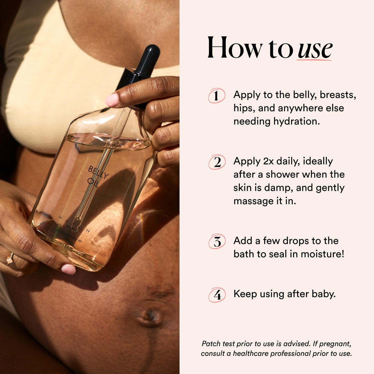 HATCH Belly Oil for Pregnancy & Postpartum – Quick-Dry, Soothes Stretch Marks & Irritation, Vegan, Clean, Plant-Based Skincare, 6.7 Fl Oz