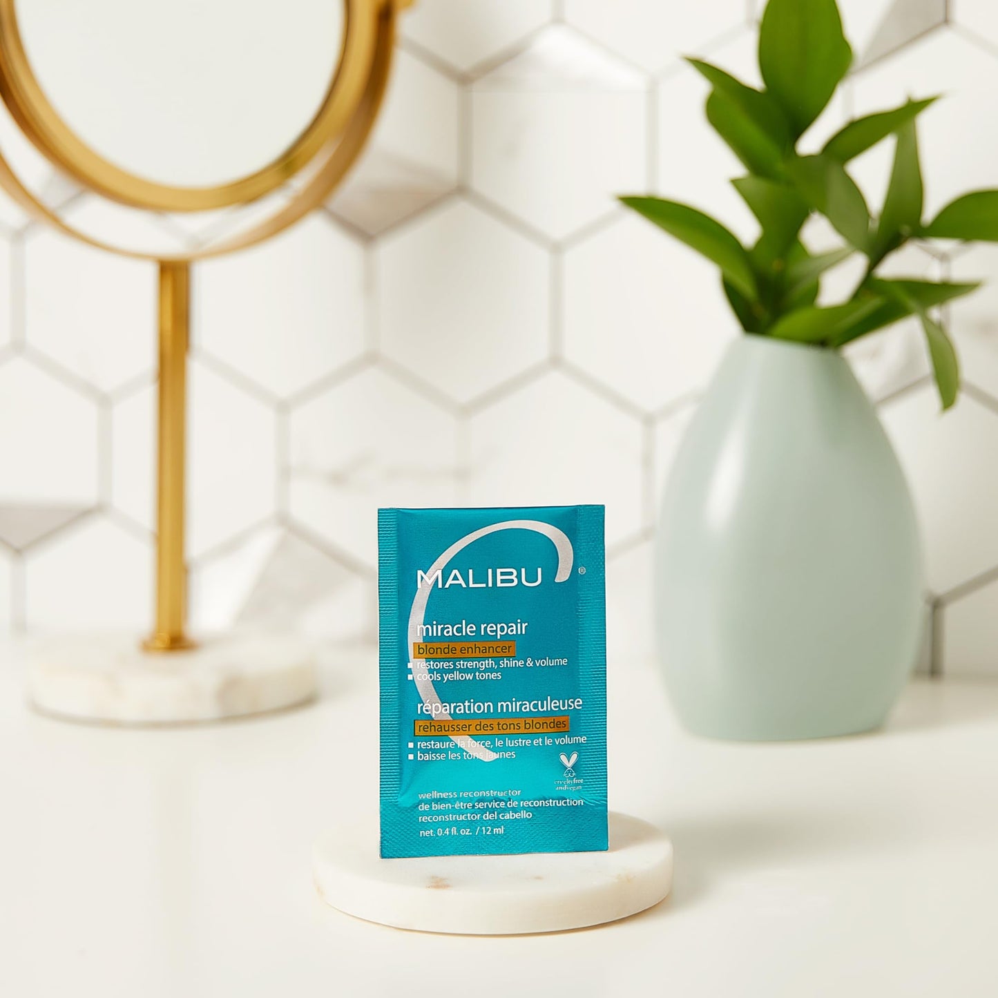 Malibu C Miracle Repair Hair Reconstructor Blonde Enhancer (1 Packet) | Nourishing Repair Treatment for Damaged, Discolored Blonde Hair