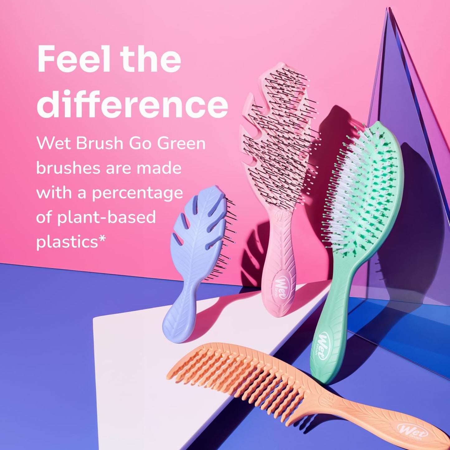 Wet Brush Go Green Curl Detangler, Pale Pink – Ultra-Soft IntelliFlex Bristles for Easy, Pain-Free Detangling – Great for Curly, Wet & Dry Hair