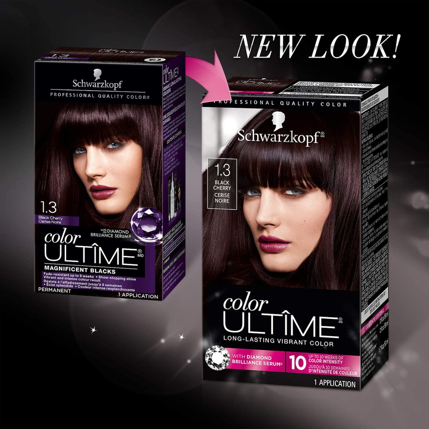 Schwarzkopf Color Ultime Hair Color 1.3 Black Cherry | Permanent Hair Dye for Vivid, Fade-Resistant Color & Shine Up to 10 Weeks, 1 Application