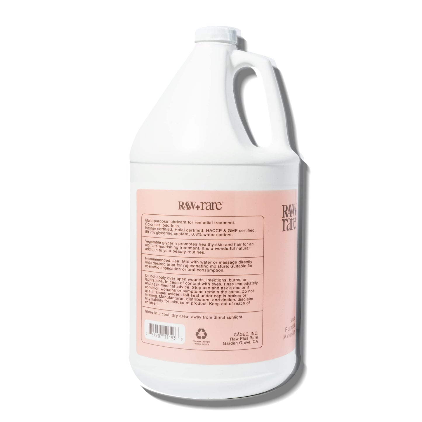 Raw Plus Rare Natural Glycerin 128 fl oz – Bulk Gallon, USP Food & Cosmetic Grade, Hair & Skin Care, Soap Making, Kosher & Halal