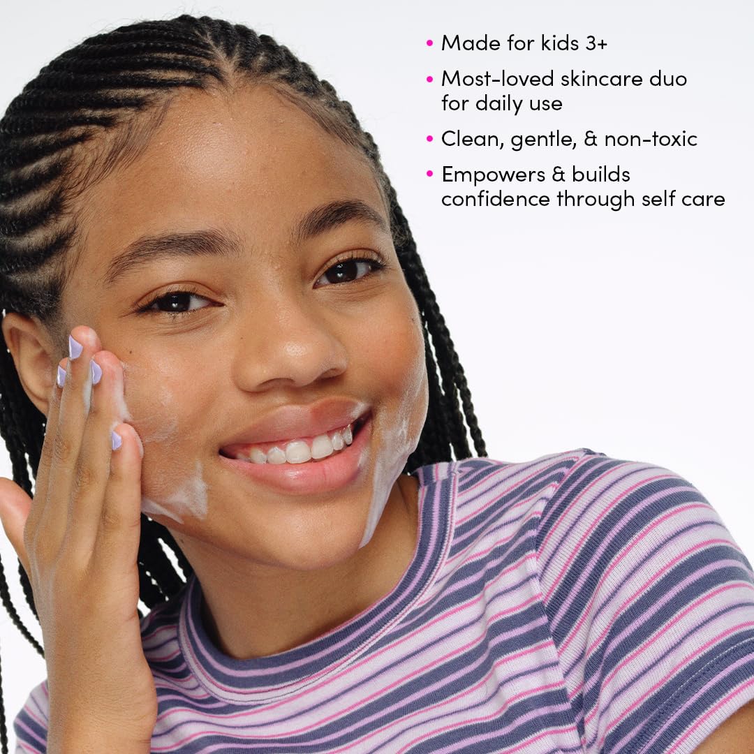 Evereden Barbie Kids Happy Face Duo Set – Multi-Vitamin Face Wash & Cream with Stickers & Bracelets, Vegan Skincare 3+