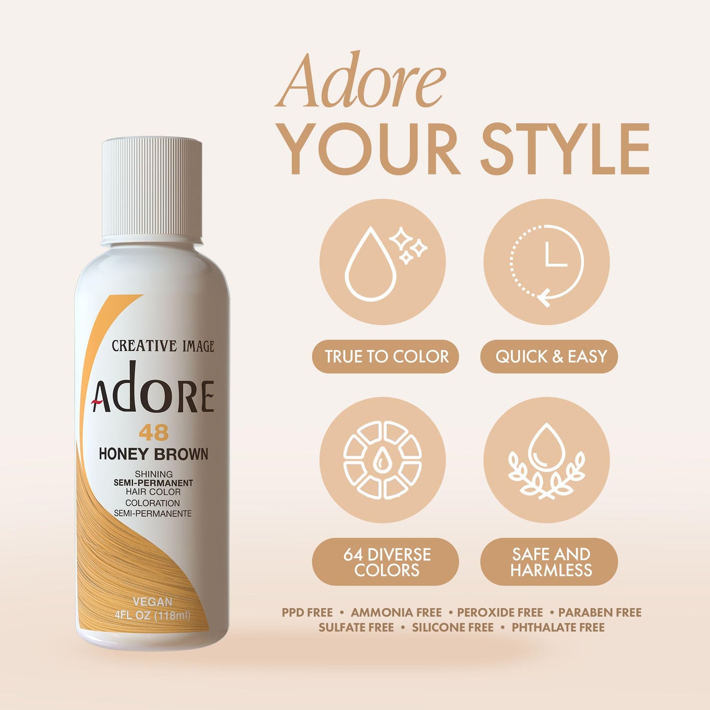 Adore Semi Permanent Hair Color - Vegan and Cruelty-Free Black Hair Dye - 4 Fl Oz - 121 Jet Black (Pack of 2)