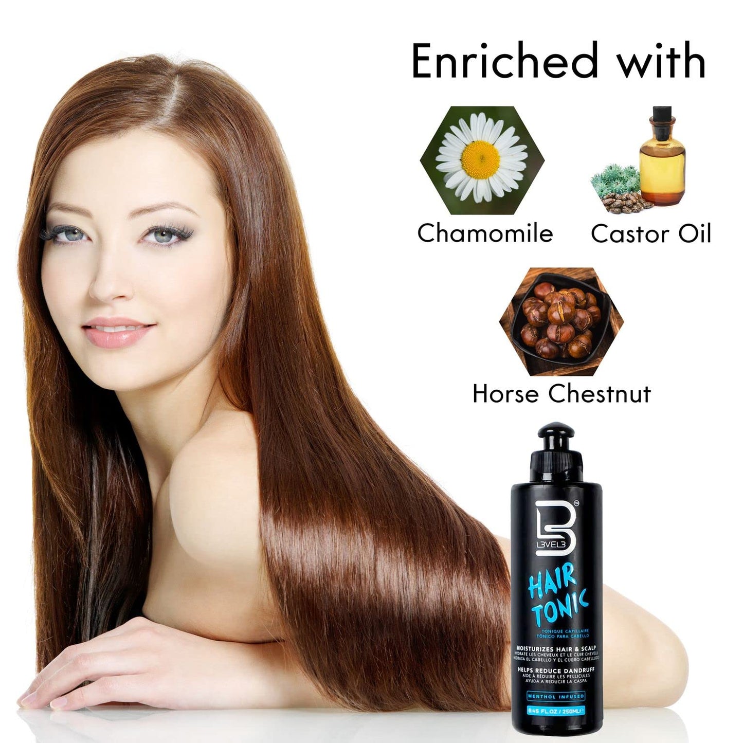 L3 Level 3 Hair Tonic - Hair Moisturizer for Women and Men - Fresh Impact for Extra Shine and Hair Volume