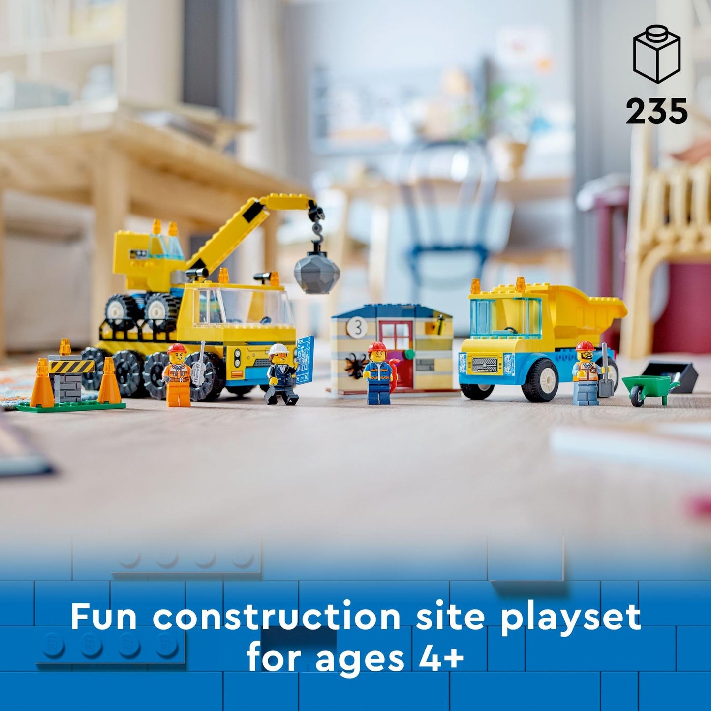 LEGO City Construction Trucks & Wrecking Ball Crane Set 60391 - 3 Vehicles, Abandoned House & 3 Minifigures, Pretend Play Toy for Kids 4+