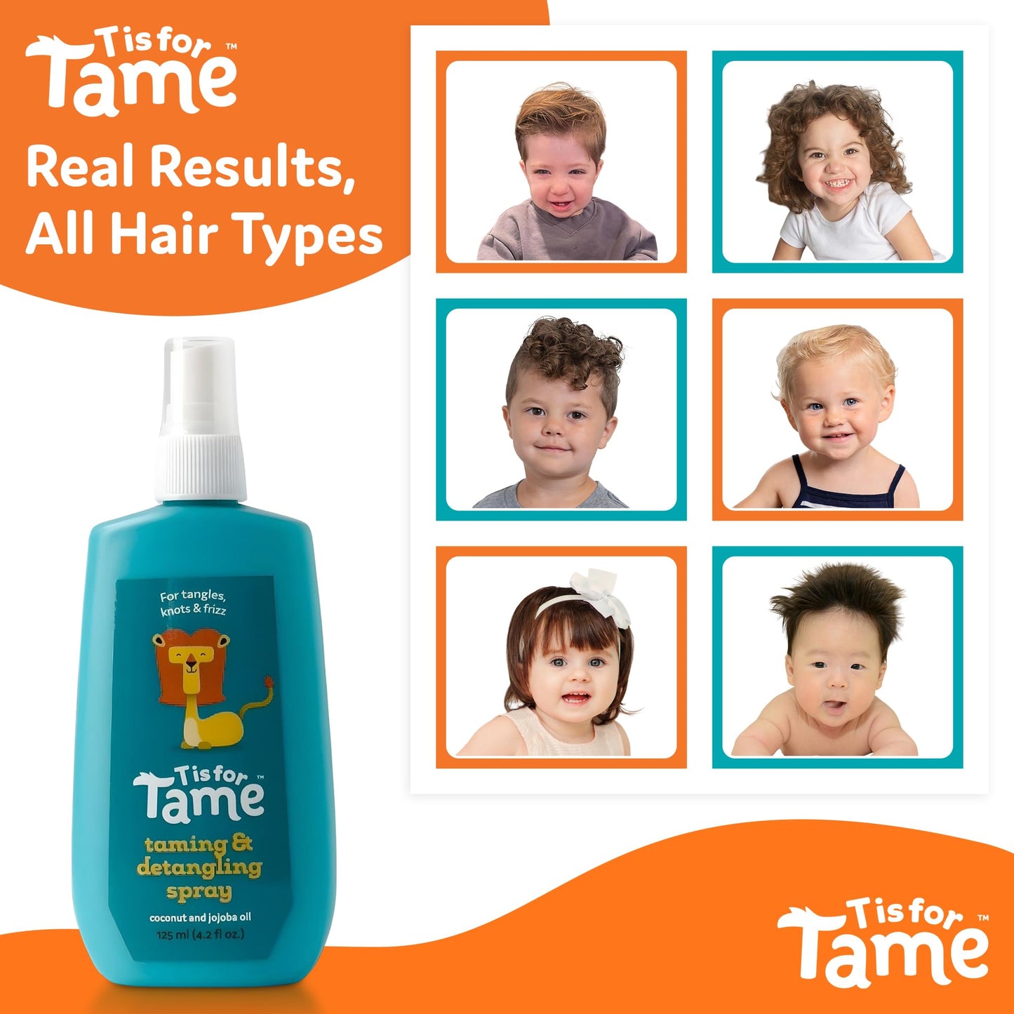 T is for Tame - Taming & Detangling Spray - Children's Hair Tamer with Natural Coconut Oil For Tangles, Knots & Frizz (Pack of 1)