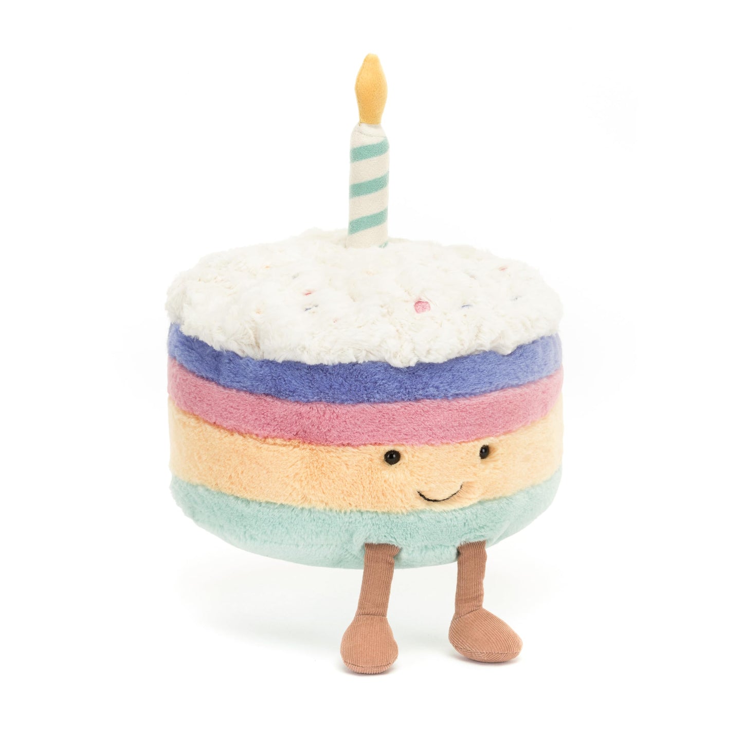 Jellycat Amuseables Rainbow Birthday Cake Stuffed Toy, Medium 6 inches - Dessert Plush - Birthday Gift