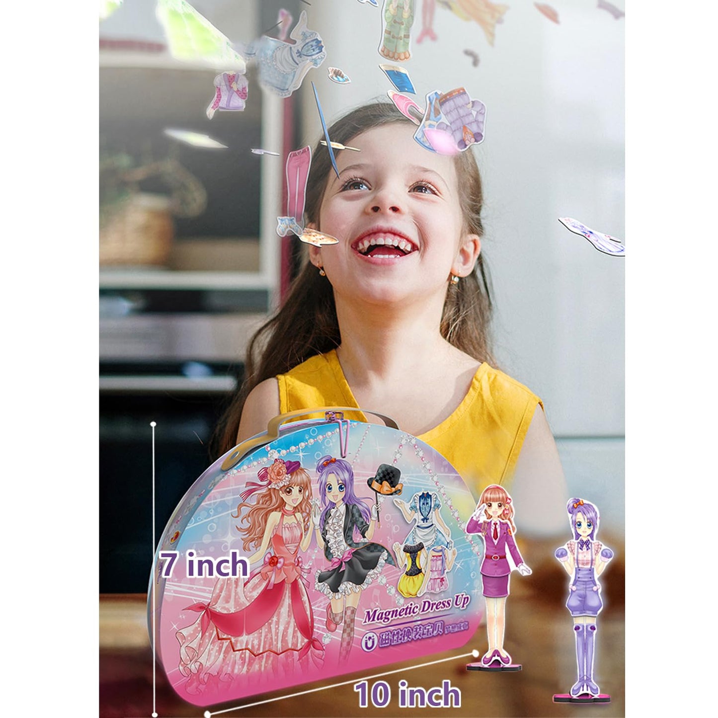 Magnetic Dress-Up Paper Doll Toys for Girls 3+, Dollhouse Magnet Clothes & Puzzles, Pretend Play, Learning & Birthday Gift Set