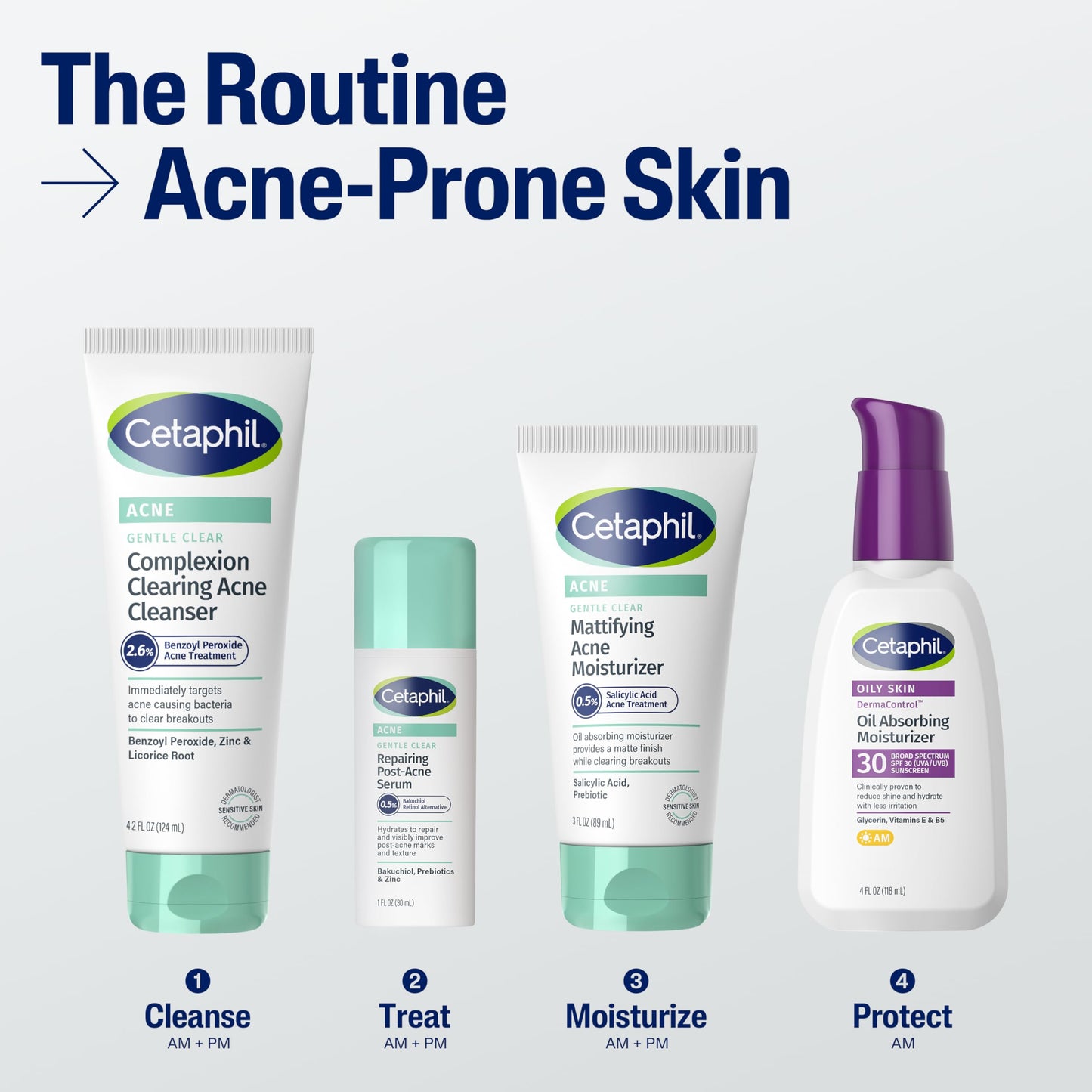 Cetaphil Gentle Clear Acne Cleanser with 2.6% Benzoyl Peroxide – Creamy, Soothing Face Wash for Sensitive & All Skin Types, 4.2 oz