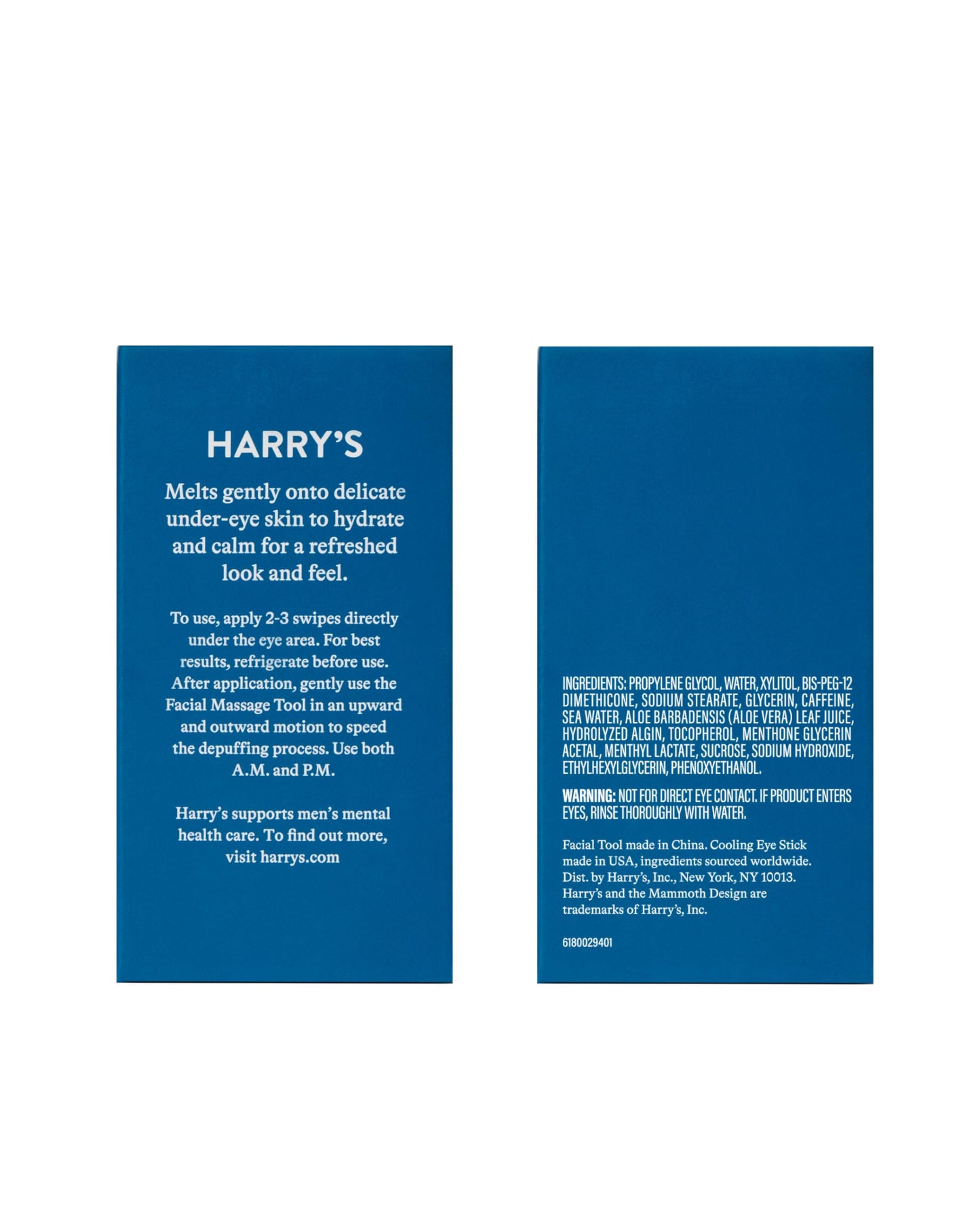 Harry's Cooling Eye Kit for Men - Gua Sha Depuffing Facial Massage Tool and Cooling Eye Stick