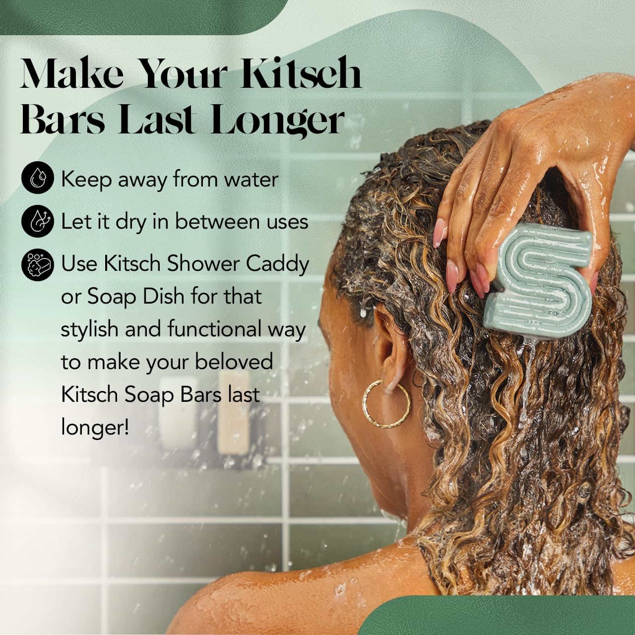 Kitsch Rosemary & Biotin Shampoo Bar 3.2 oz – Hair Growth, Strengthening & Volumizing Shampoo for Women & Men, Sulfate & Paraben Free, Made in USA