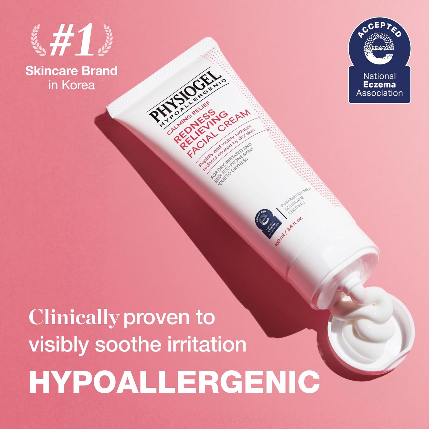 Physiogel Redness Reducing Cream – Ceramide Moisturizer for Sensitive, Redness-Prone Skin, Repairs Barrier, Fragrance-Free, 3.4 fl oz