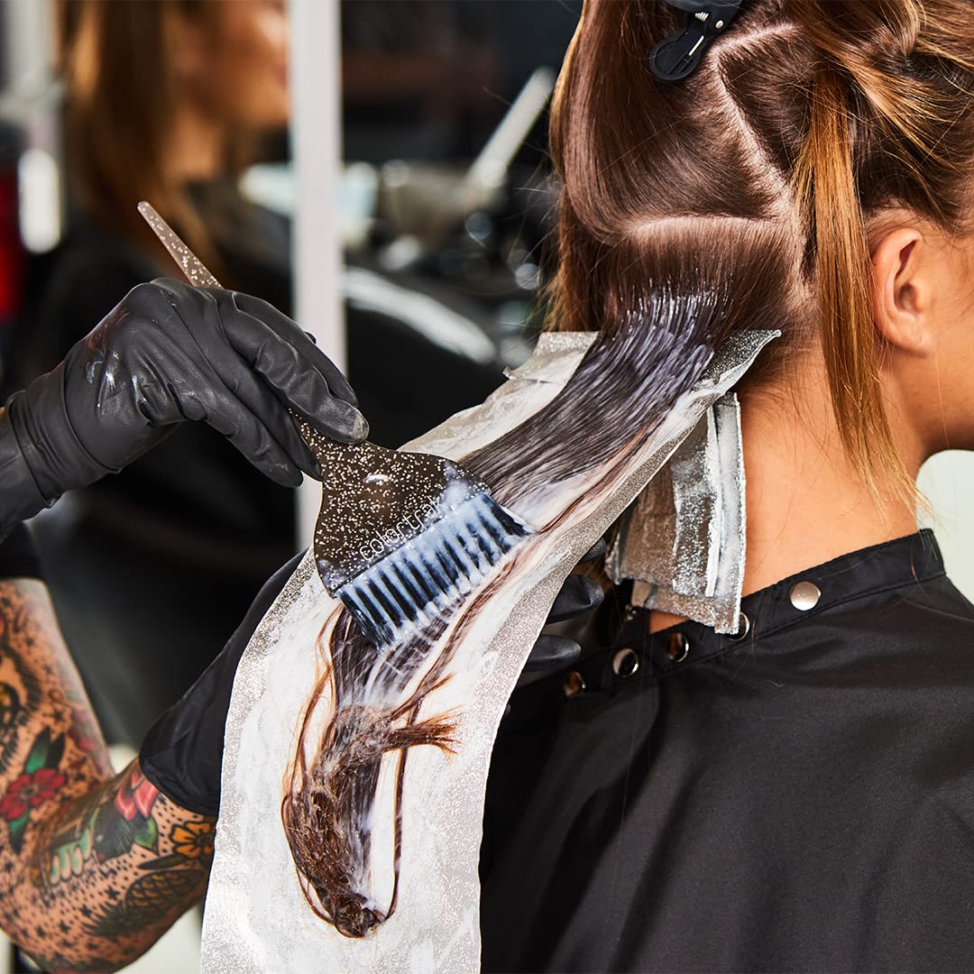 Colortrak Galaxy Glitter Hair Color Brush Set – 2-Piece Highlighting & Coloring Kit with Wide Soft & Stiff Bristle Brushes for Large Sections