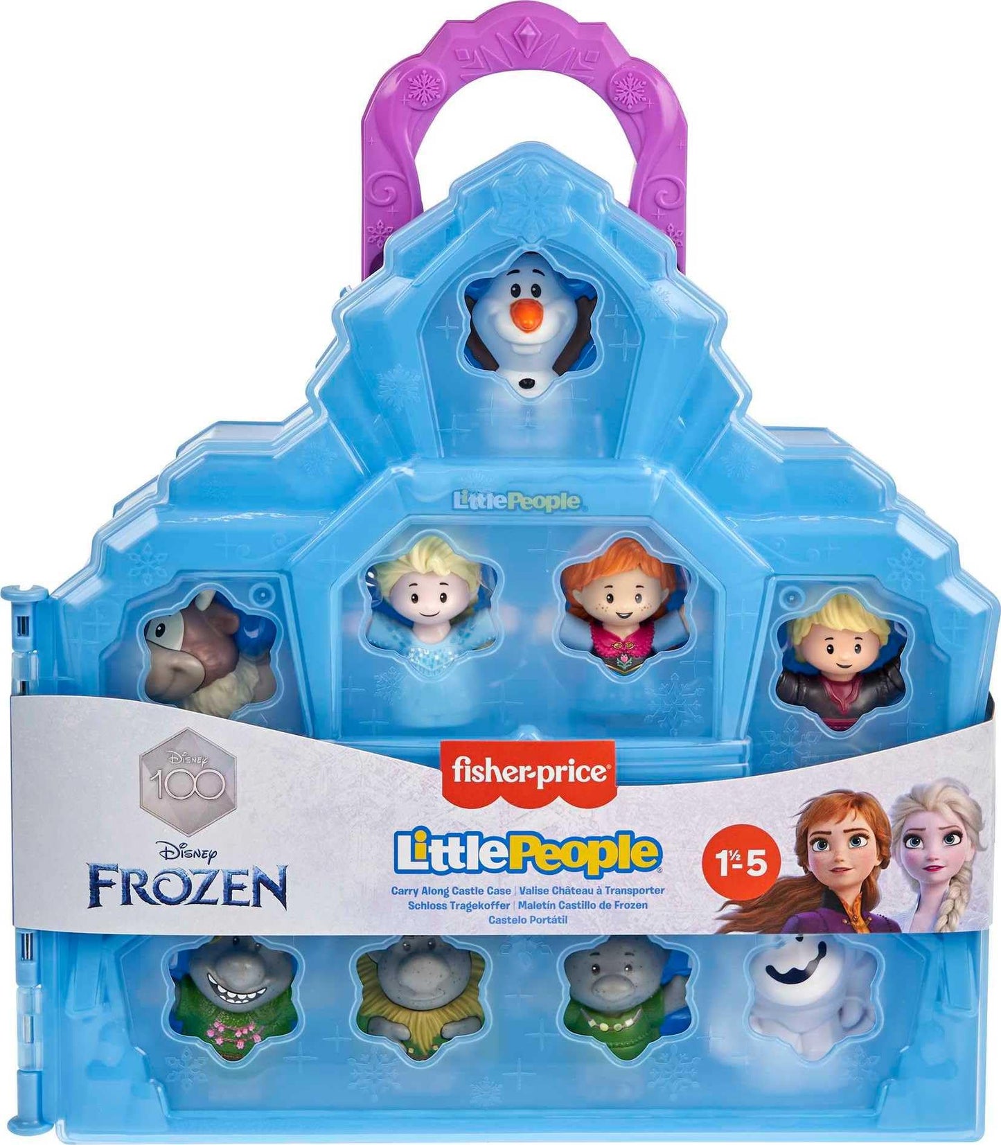 Fisher-Price Little People Toddler Toy Disney Frozen Carry Along Castle Case Playset with Figures for Pretend Play Kids Ages 18+ Months