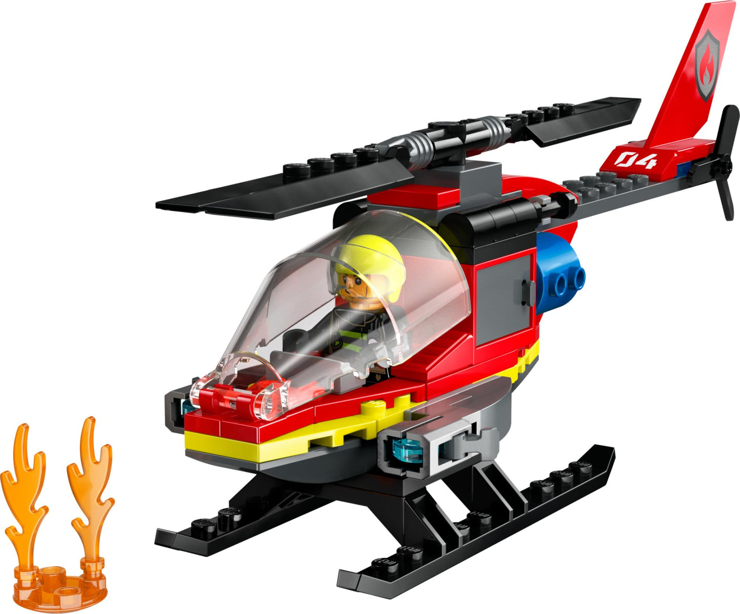 LEGO City Fire Rescue Helicopter 60411 – Building & Pretend Play Toy with Firefighter Minifigure, Birthday Gift for Kids 5+