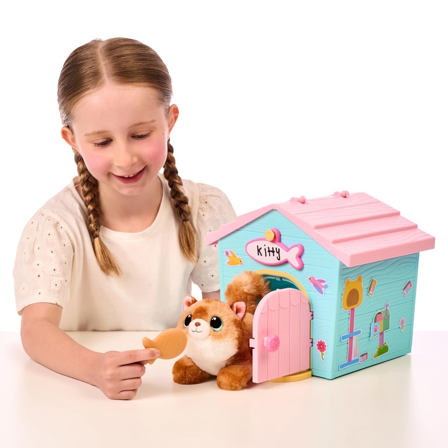 Little Live Pets My Kitty's Home Playset – Mystery Kitty Plush Reveal, Build & Decorate Pet Carrier, Cat House Toys for Kids 5+