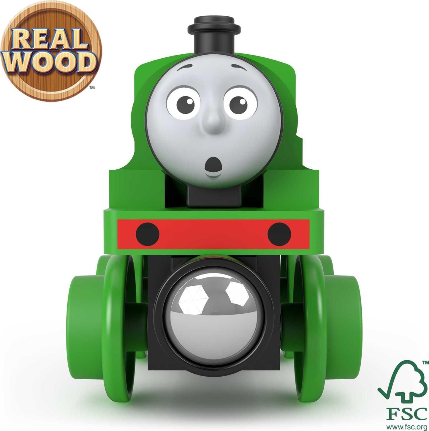 Thomas & Friends Wooden Railway, Percy Engine, push-along toy train made from sustainably sourced wood for toddlers and preschool kids