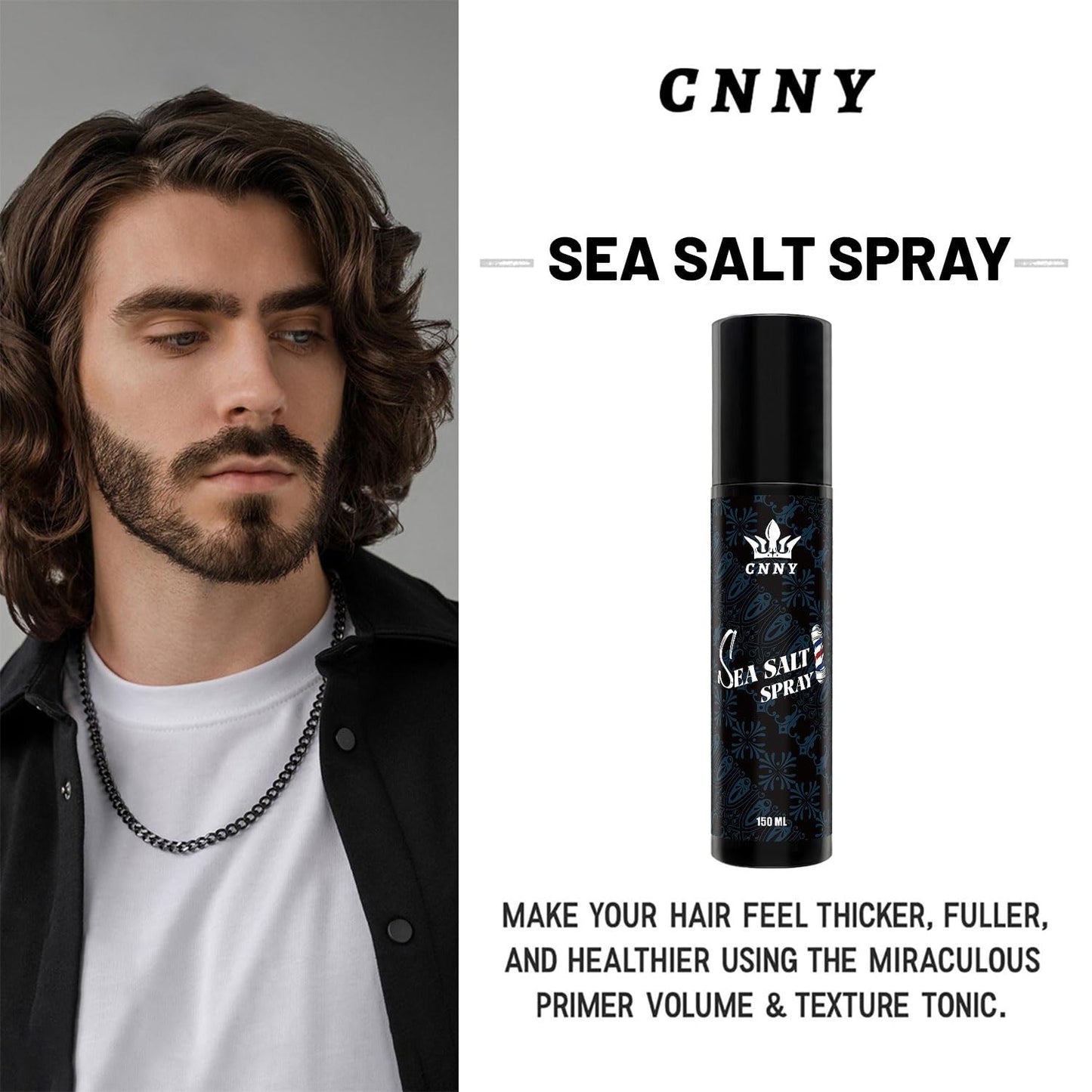 Crownnaturally CNNY Sea Salt Spray | Texturizing & Volumizing Hair Spray 150ml | Lightweight Natural Hold for Beachy Waves & Flexible Control