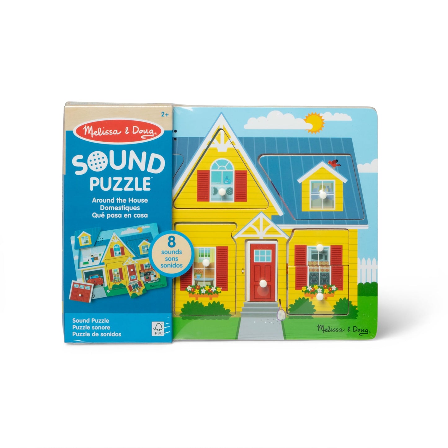 Melissa & Doug Around The House Sound Puzzle - Wooden Peg Puzzle (8 pcs)
