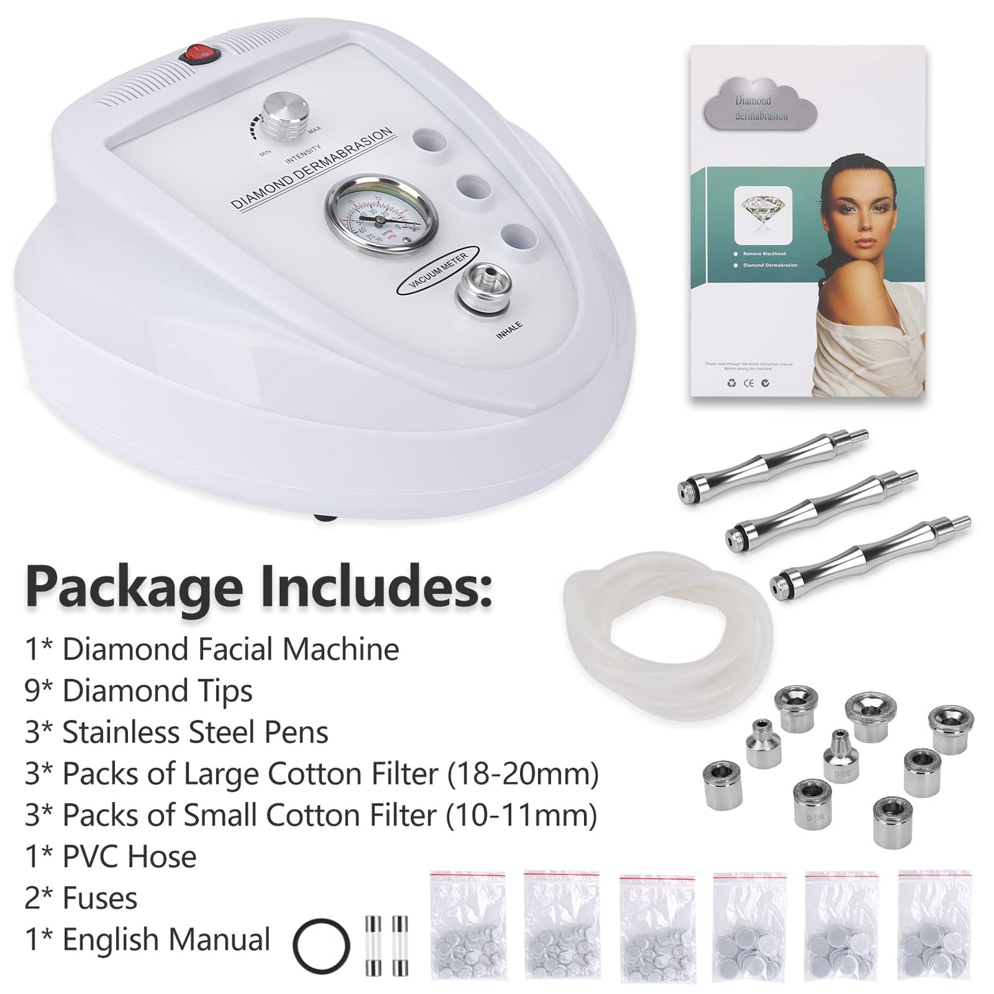 Upgraded Diamond Microdermabrasion Machine – 65-68cmHg Suction, Professional Skin Peeling, Rejuvenation, Lifting & Tightening Device