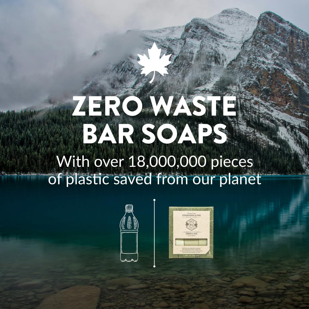 Crate 61 Organics Handmade Canadian Plant-Based Bar Soap 3-Pack, Cedarwood Pine, Natural Cold Process, Face & Body, Men & Women