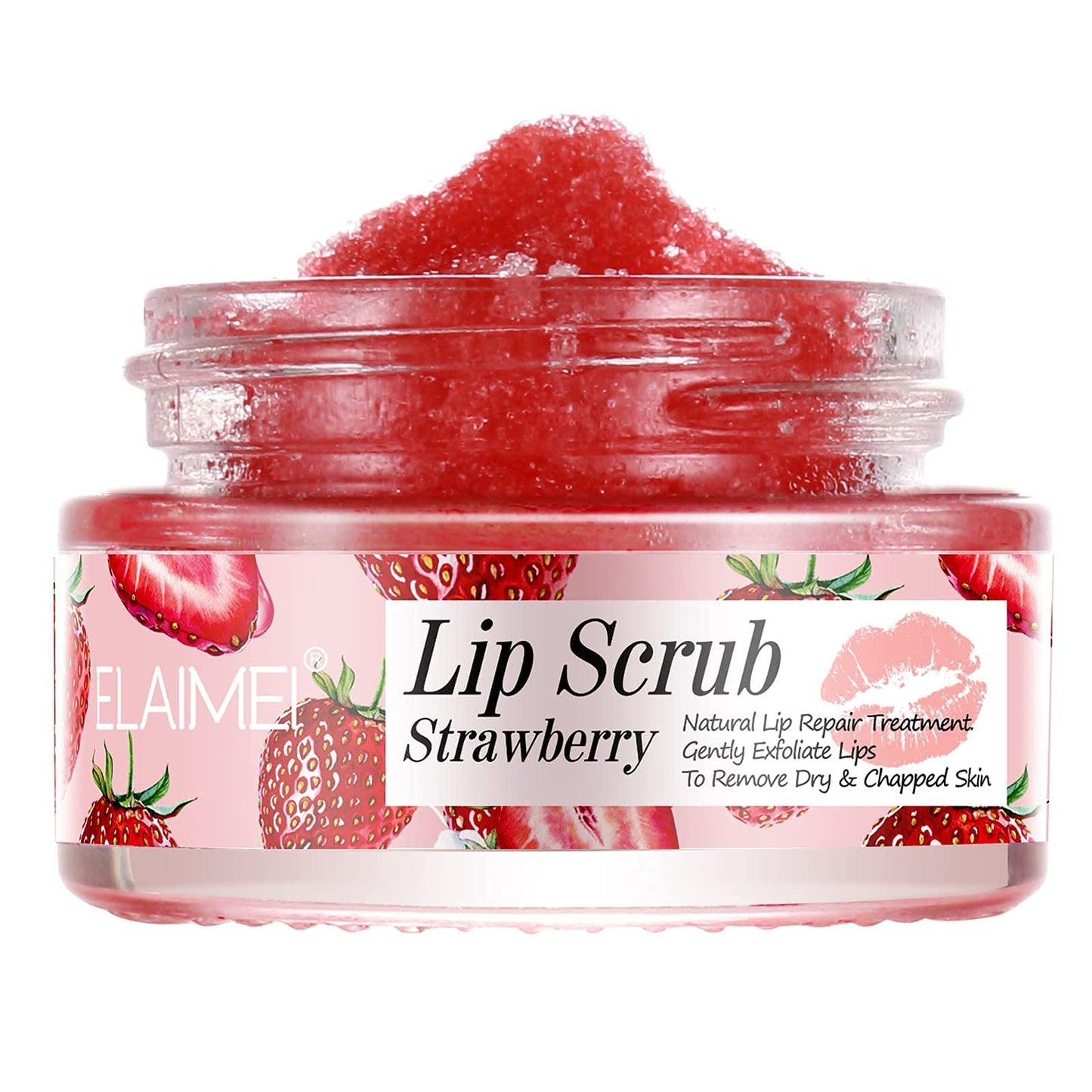 Strawberry Lip Scrub & Moisturizing Balm – Exfoliating Sugar Lip Mask, Collagen Treatment, Repairs & Hydrates Dry Lips Overnight