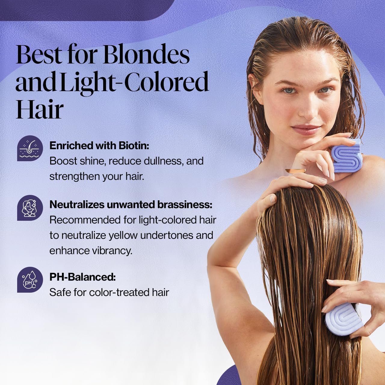 Kitsch Purple Shampoo & Conditioner Bar Set for Blonde & Color-Treated Hair – Biotin Strengthening, Anti-Brass, Vegan & Sulfate Free, Made in USA