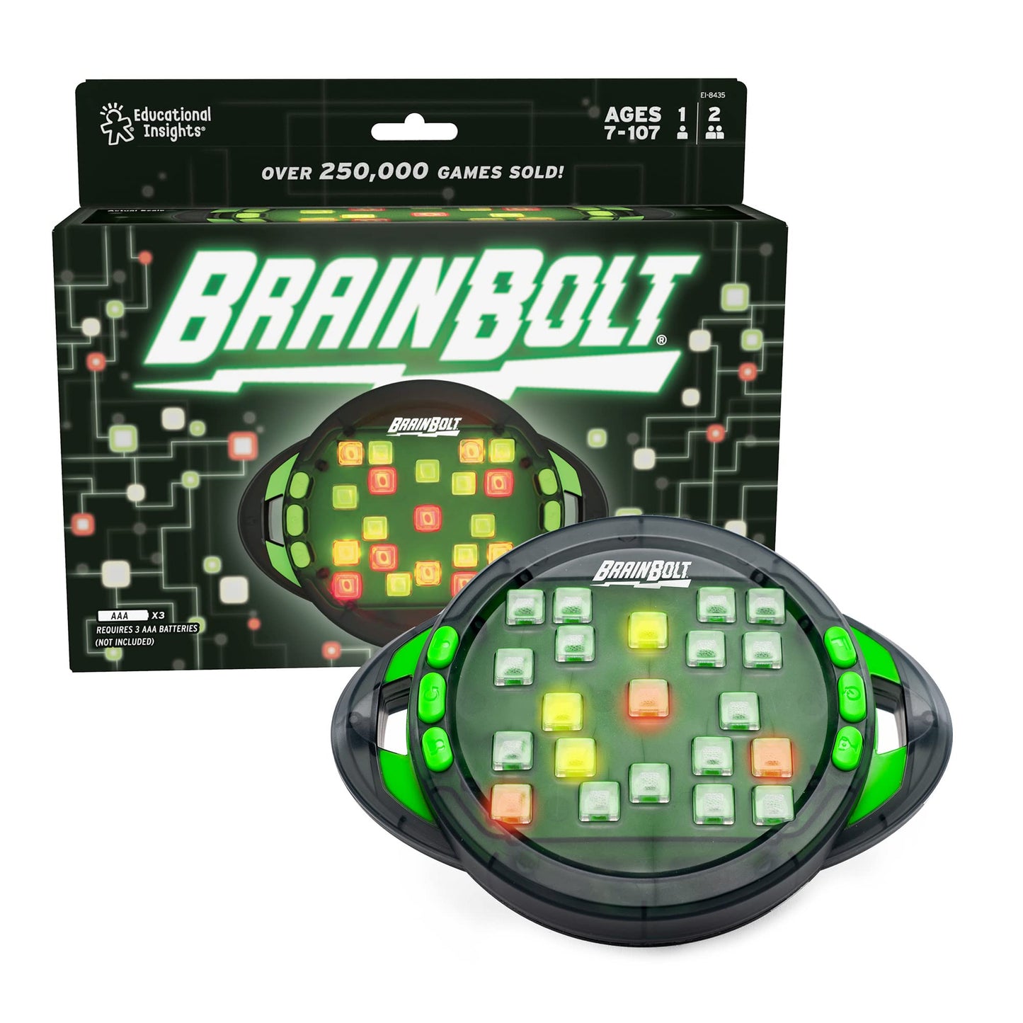Educational Insights BrainBolt – Handheld Memory Game with Light & Sound, Electronic Brain Teasers for Kids, Teens & Adults Ages 7+, Gamer Gift