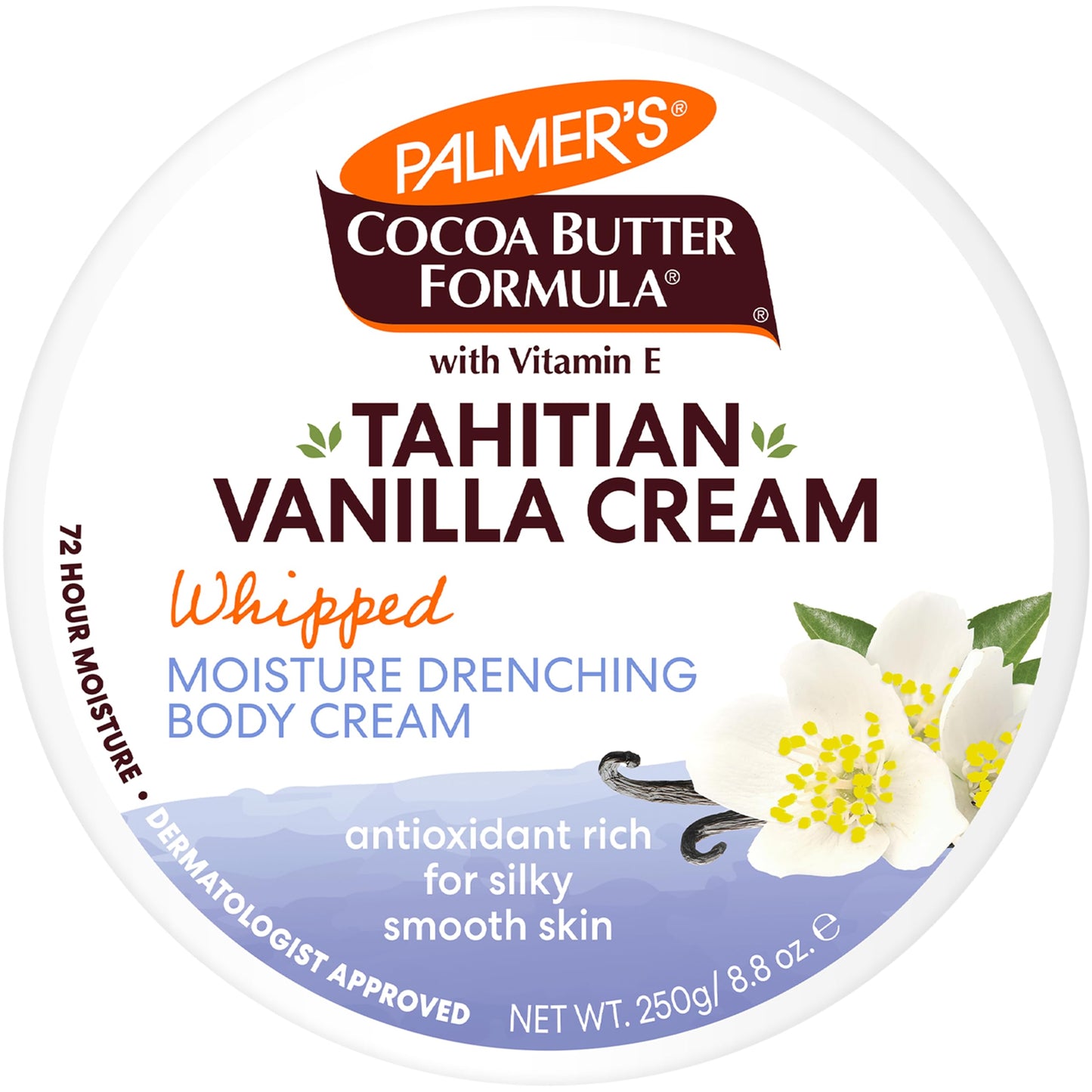 Palmer's Cocoa Butter Body Cream, Tahitian Vanilla, 8.8oz – 72Hr Hydration with Shea Butter & Vitamin E, Soothes Dry Skin, Dermatologist Approved