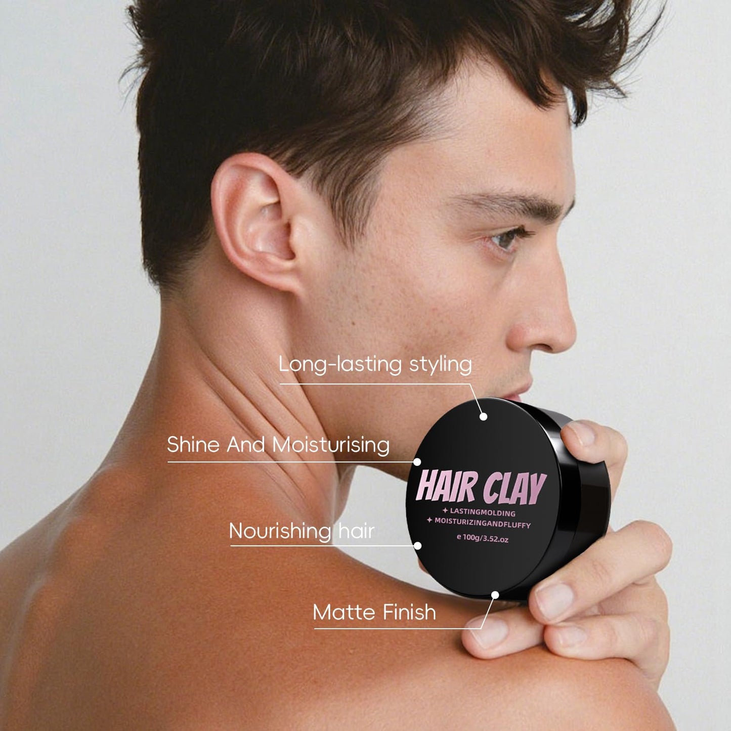 Mlivrom Men’s Hair Clay Matte Pomade, Super Hold Long Lasting Style, Shine And Moisturising, Matte Finish Pomade for All Hair Types