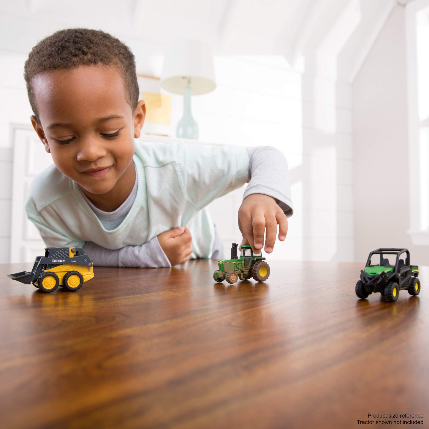 ERTL Iron John Deere Die-Cast Farm Toy Set – 3" Tractor, Gator & Skid Steer Replicas with Collectible Display Box – 3-Pack for Kids Ages 3+