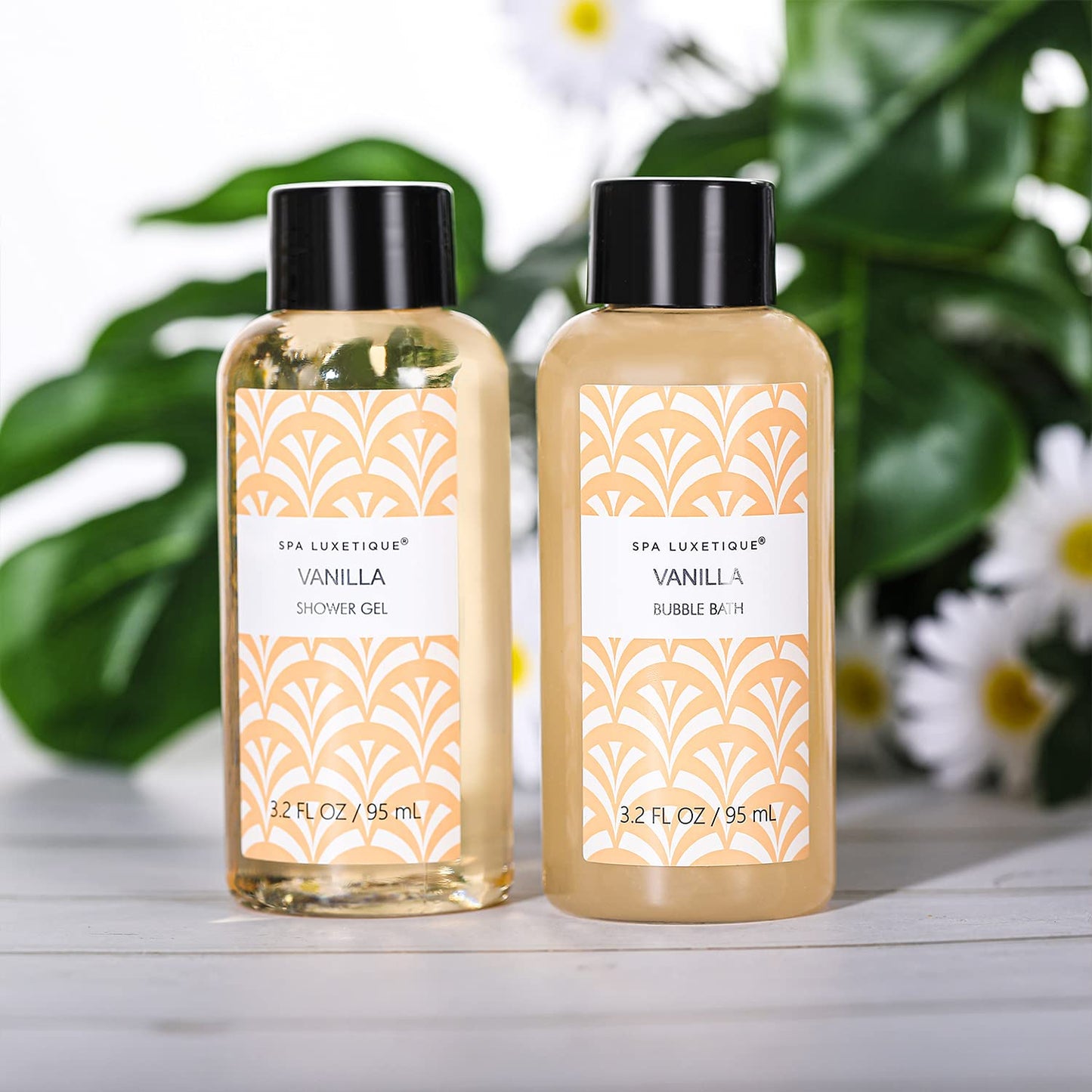 Spa Luxetique Vanilla Bath Gift Set for Women – 6pc Spa Set with Shower Gel, Bubble Bath, Lotion & Hand Cream, Relaxing Christmas Gift