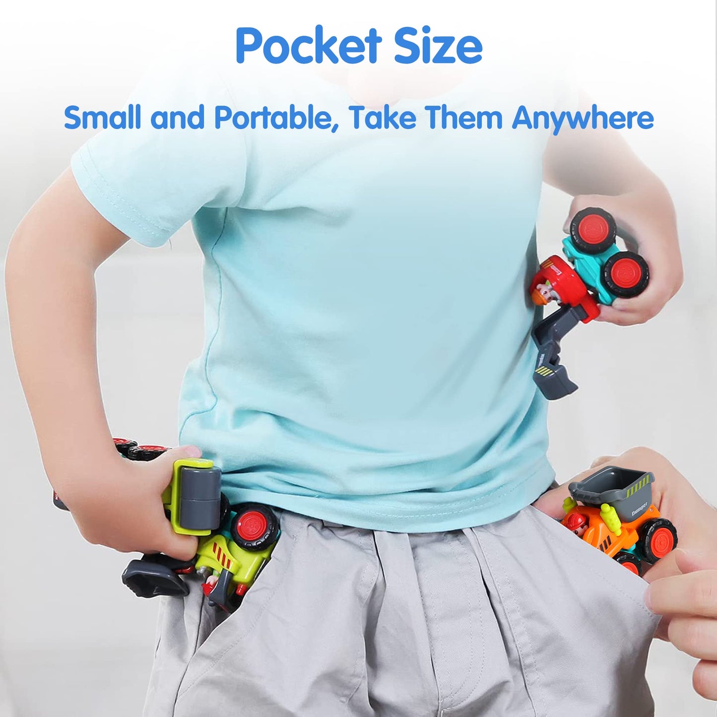 iPlay iLearn Toddler Construction Trucks Set with Playmat – Mini Push Go Cars, Excavator, Dump & Bulldozer, Gifts for 6-36 Month Boys