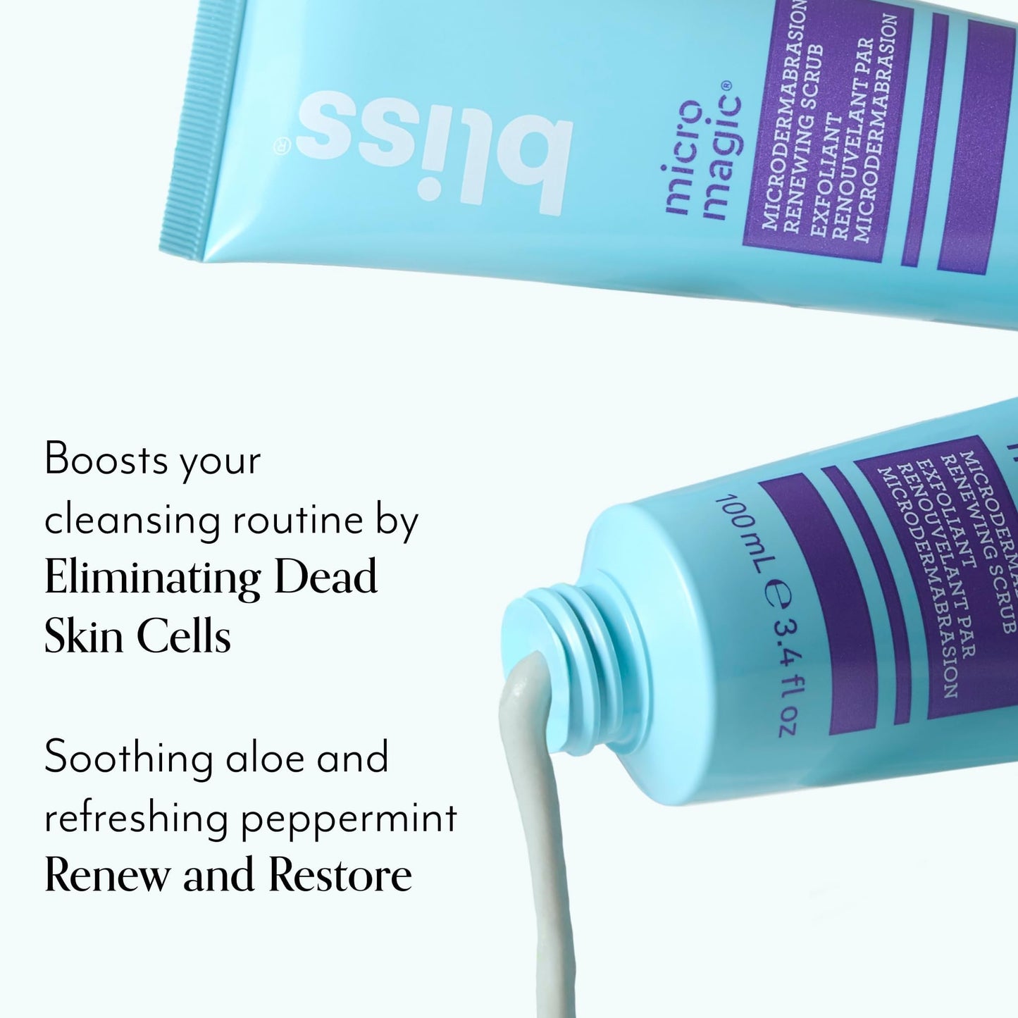 Bliss Micro Magic Skin-Renewing Microdermabrasion Scrub – Volcanic Pumice & Kaolin Clay Exfoliator for Smooth, Bright, Pore-Tightened Skin, 3.4 fl oz