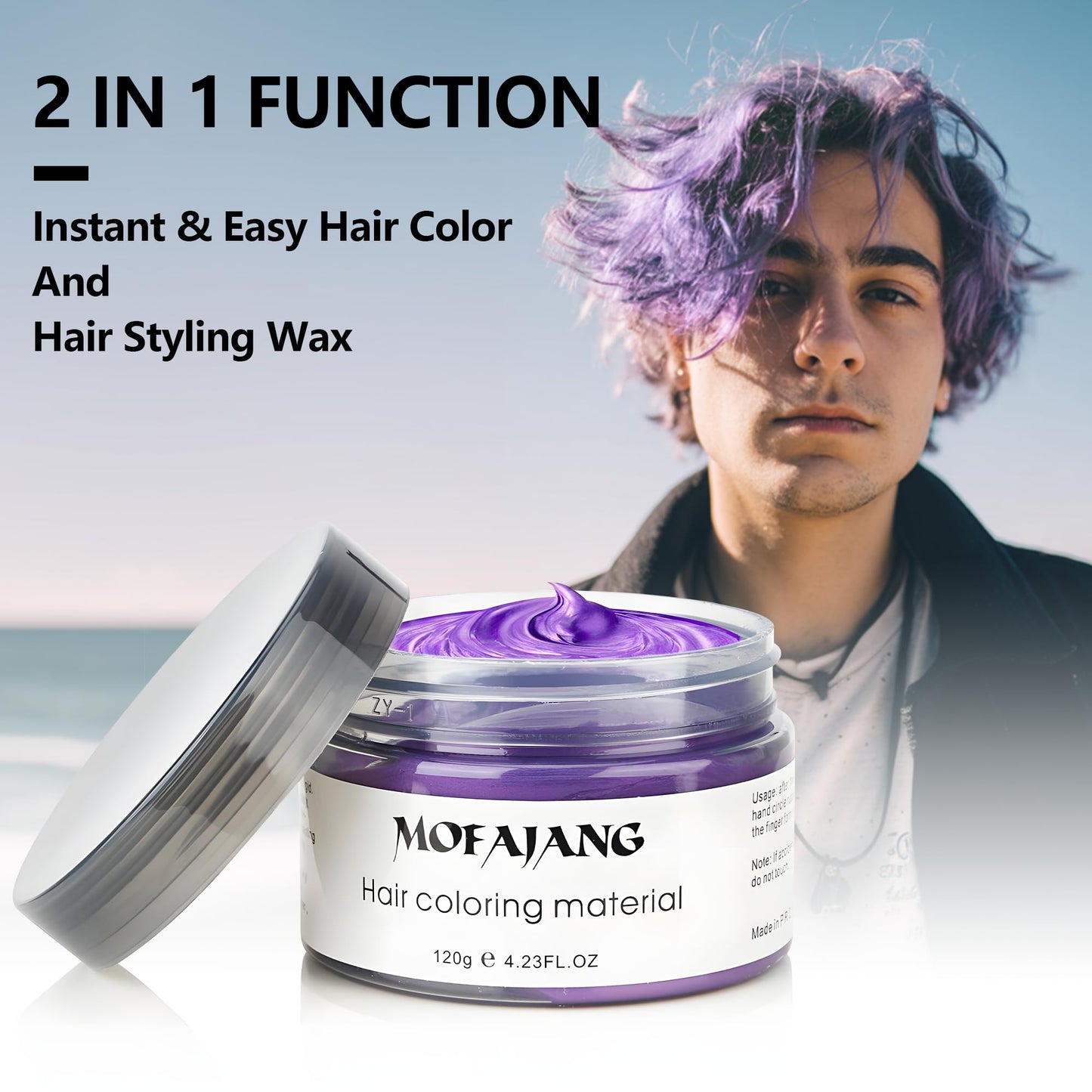SOVONCARE Purple Hair Color Wax 4.23 oz – Temporary Washable Hair Dye for Men & Women | Strong Hold Styling Clay for Party, Cosplay & Daily Use