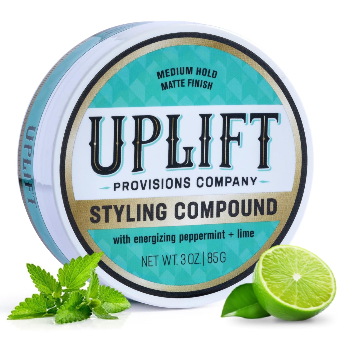 Uplift Provisions Company Styling Compound – Matte Hair Clay Pomade with Medium Hold – Natural Finish, Versatile Styling for Men & Women, 3 oz