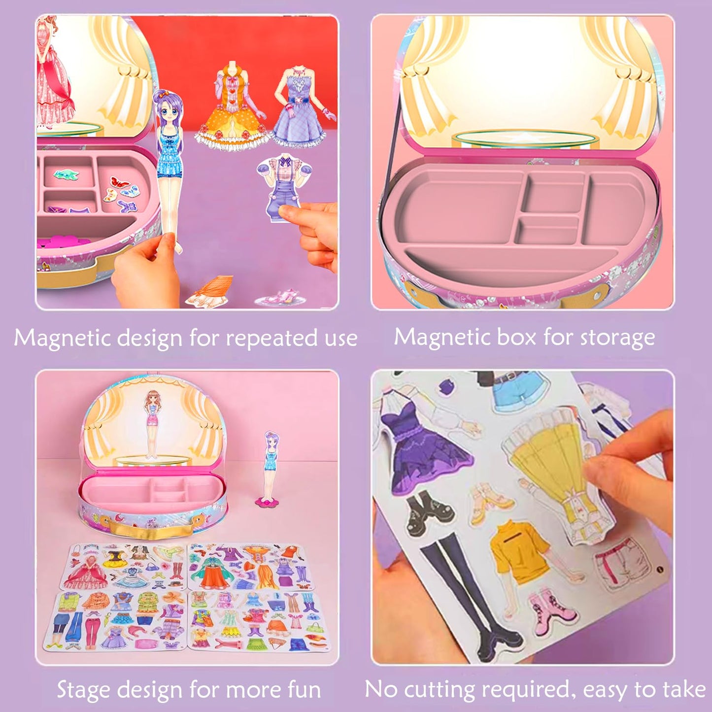 Magnetic Dress-Up Paper Doll Toys for Girls 3+, Dollhouse Magnet Clothes & Puzzles, Pretend Play, Learning & Birthday Gift Set