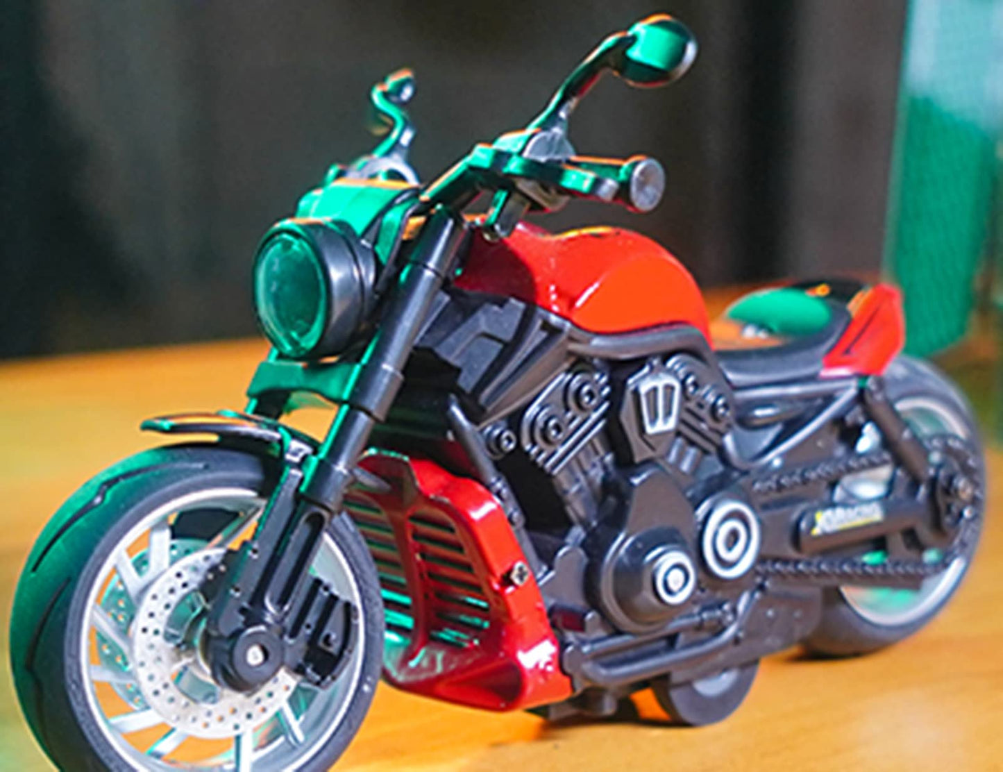 Gilumza Pull Back Motorcycles Toy, Moto Gift with Music Lighting, Wolverine Motorcycle Toys for Boys Kids Age 3-12 Year Old (Red)