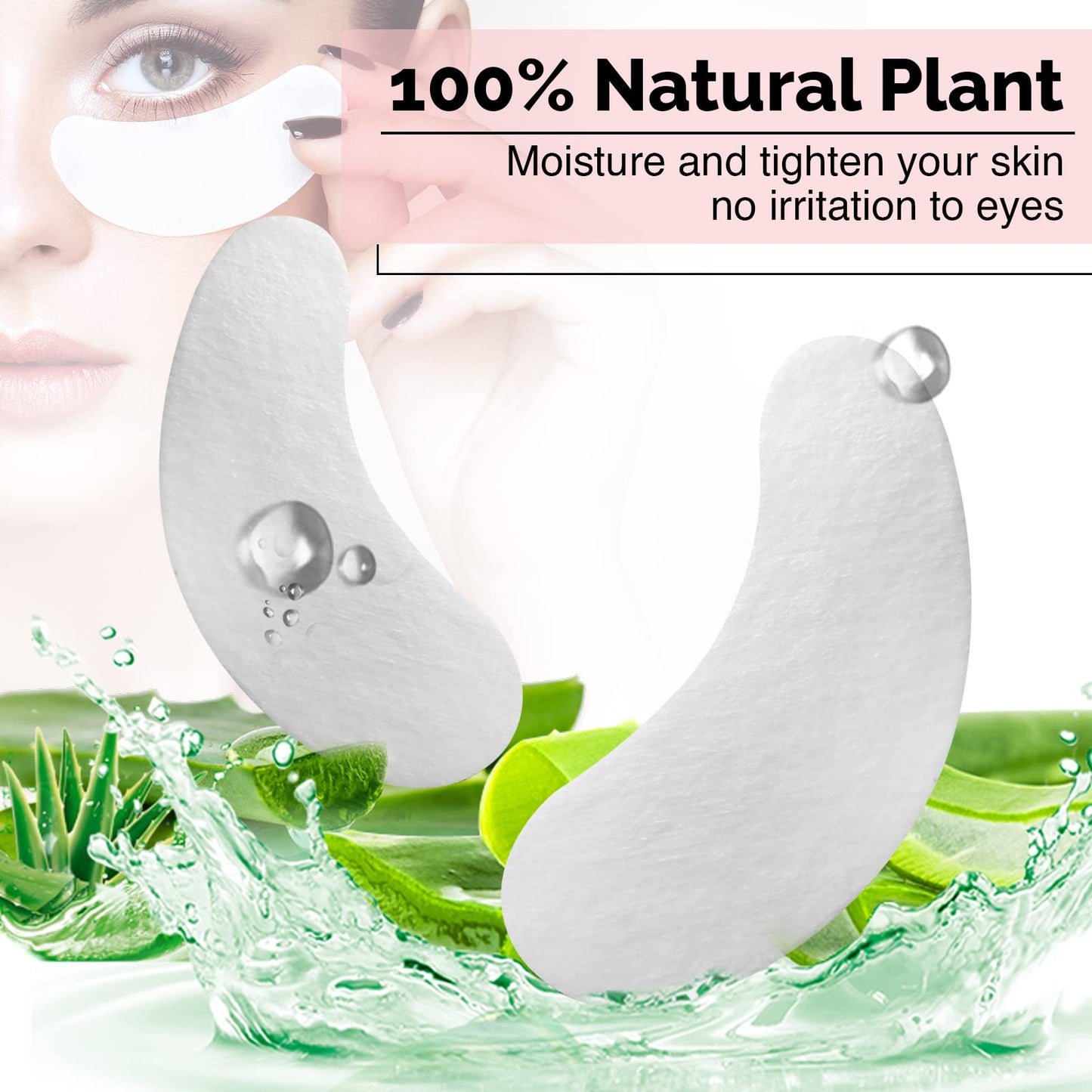 50 Pairs GreenLife Natural Eyelash Extension Under Eye Gel Pads with Collagen & Aloe Vera Hydrogel – Eyelash Extension Tool Kit (50-300 Pairs)