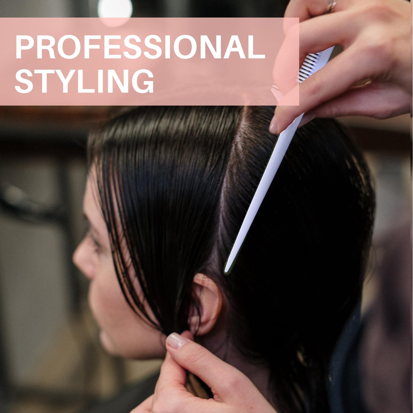 RHOS Rat Tail Comb for Parting, Fine Tooth Teasing Comb with Pick, 2 Pack Hair Styling Combs Set for Women and Men, Pink & Purple, Plastic, Unisex