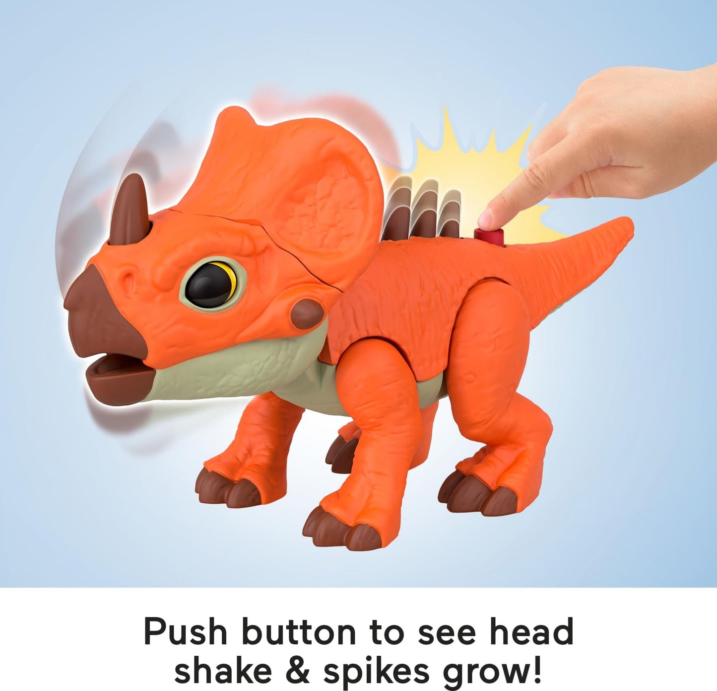 Fisher-Price Imaginext Jurassic World Dinosaur Action Figure with Kid-Activated Motion & Growing Spikes, 7.75-inch Aquilops Dino Toy