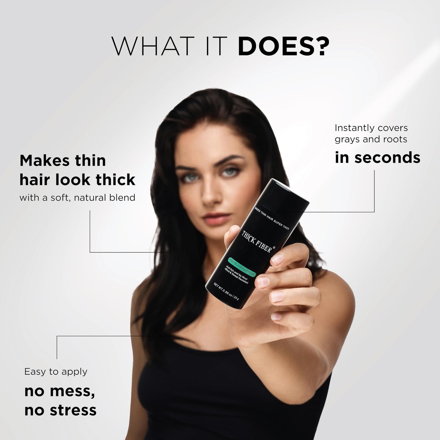 THICK FIBER Hair Fibers for Thinning Hair & Bald spots (DARK BROWN) - 25g Bottle - Conceals Hair Loss in Seconds - Hair Powder for Women & Men