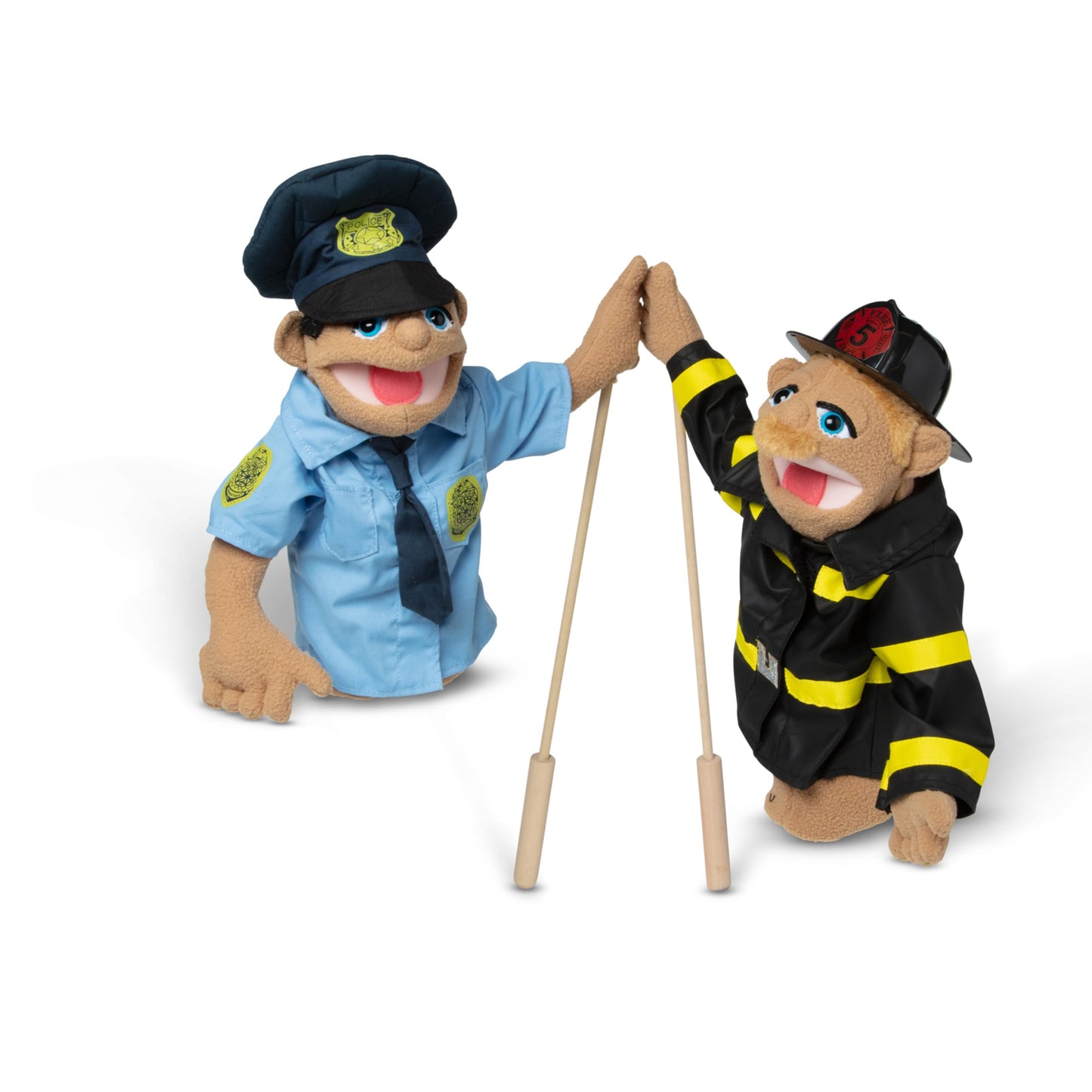 Melissa & Doug Rescue Puppet Set - Police Officer and Firefighter