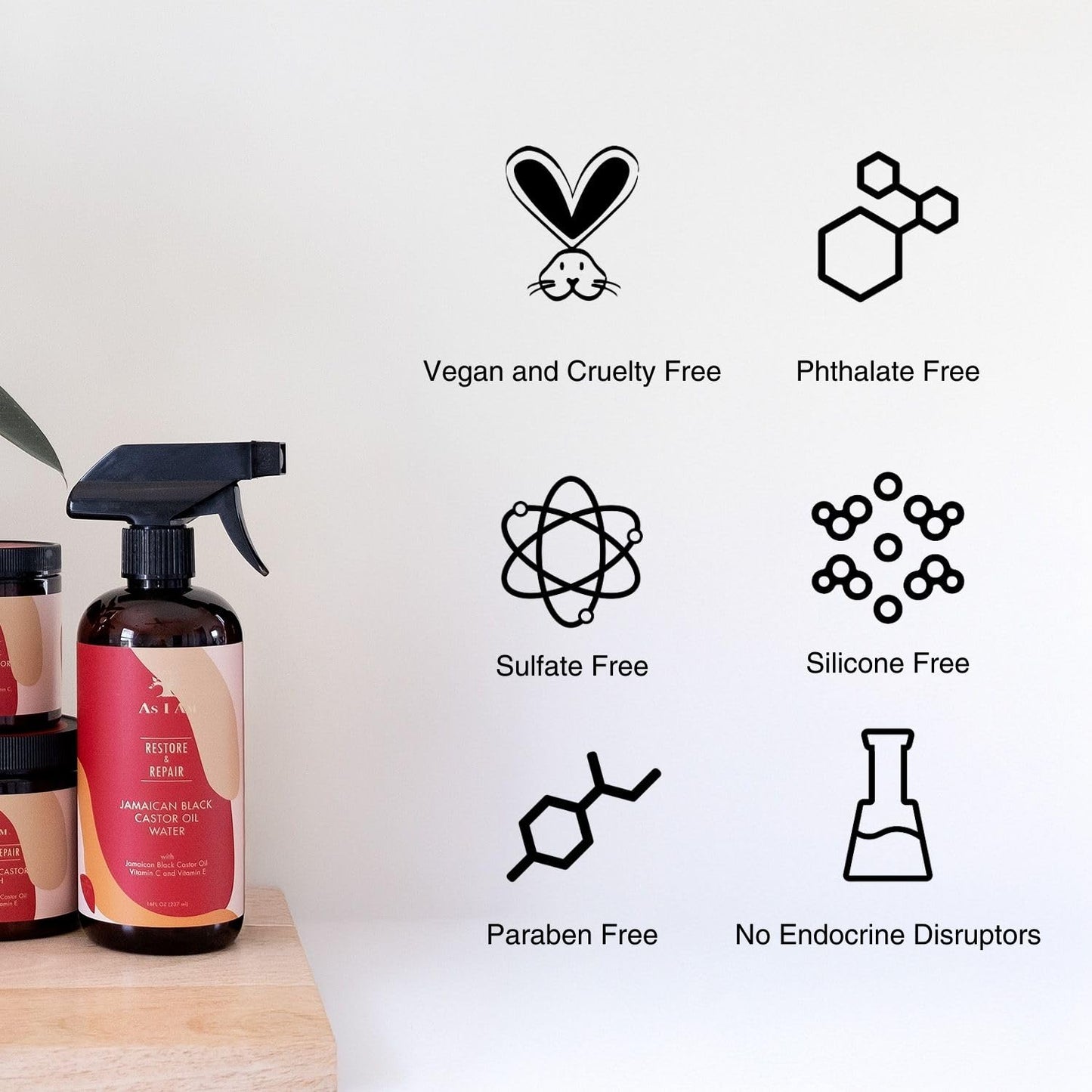 As I Am Jamaican Black Castor Oil Water 16 oz | Nano Curl Strengthener | Moisturizes, Detangles & Fights Frizz | With Vitamin C & E | Red