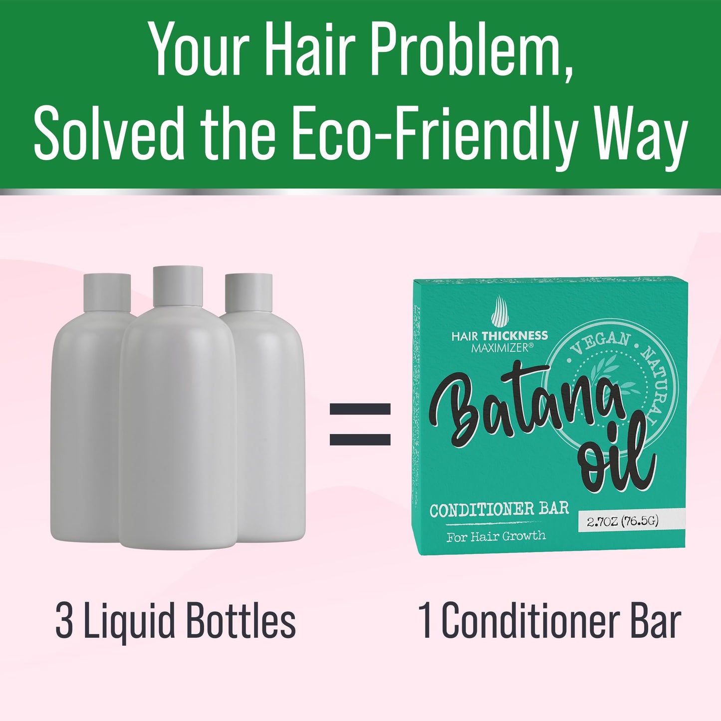 Batana Oil Hair Growth Conditioner Bar – Vegan, Eco-Friendly, Color Safe & pH Balanced – Strengthening Solid Bar for Dry Hair, Zero Plastic, USA Made