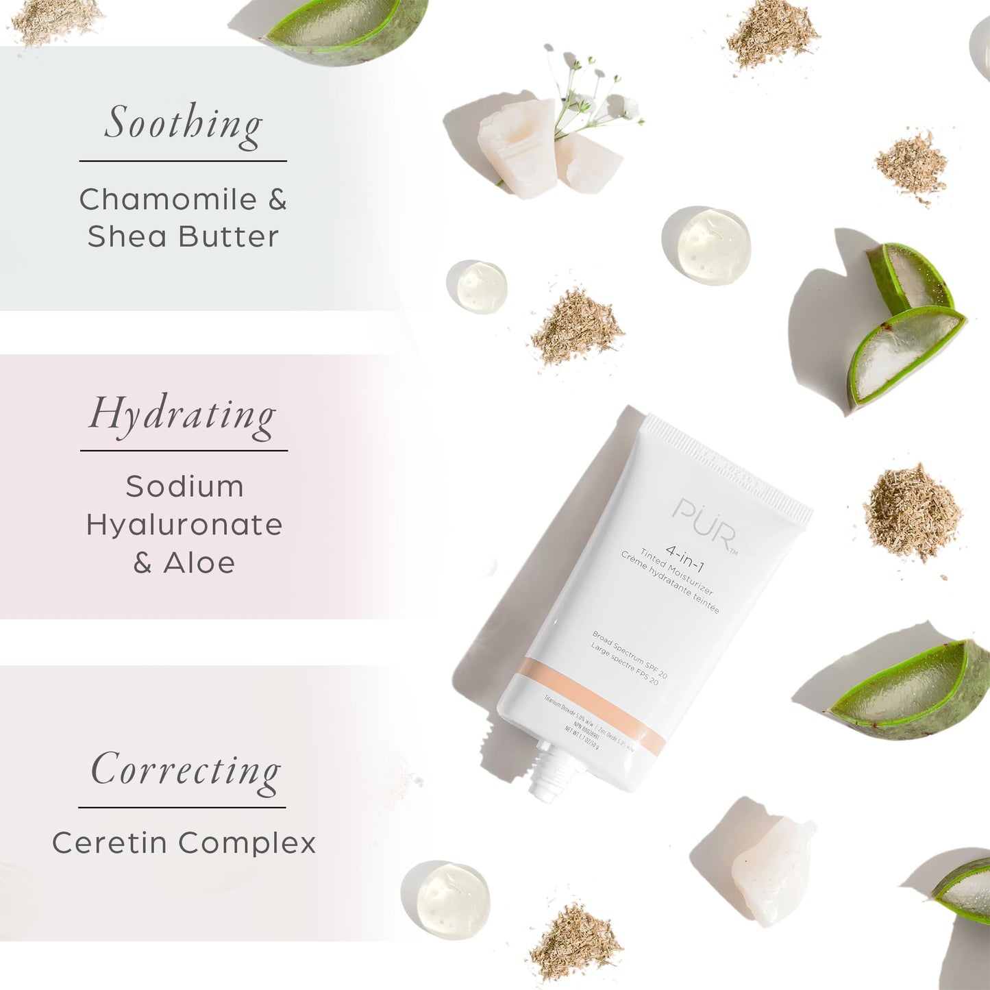 PÜR MINERALS 4-in-1 Tinted Moisturizer with SPF 20 - Hydrating Skin Tint Face Moisturizer, Primer & Foundation with Shea Butter, Aloe Vera & Vitamin B3 - Vegan Friendly, Paraben Free (Light)