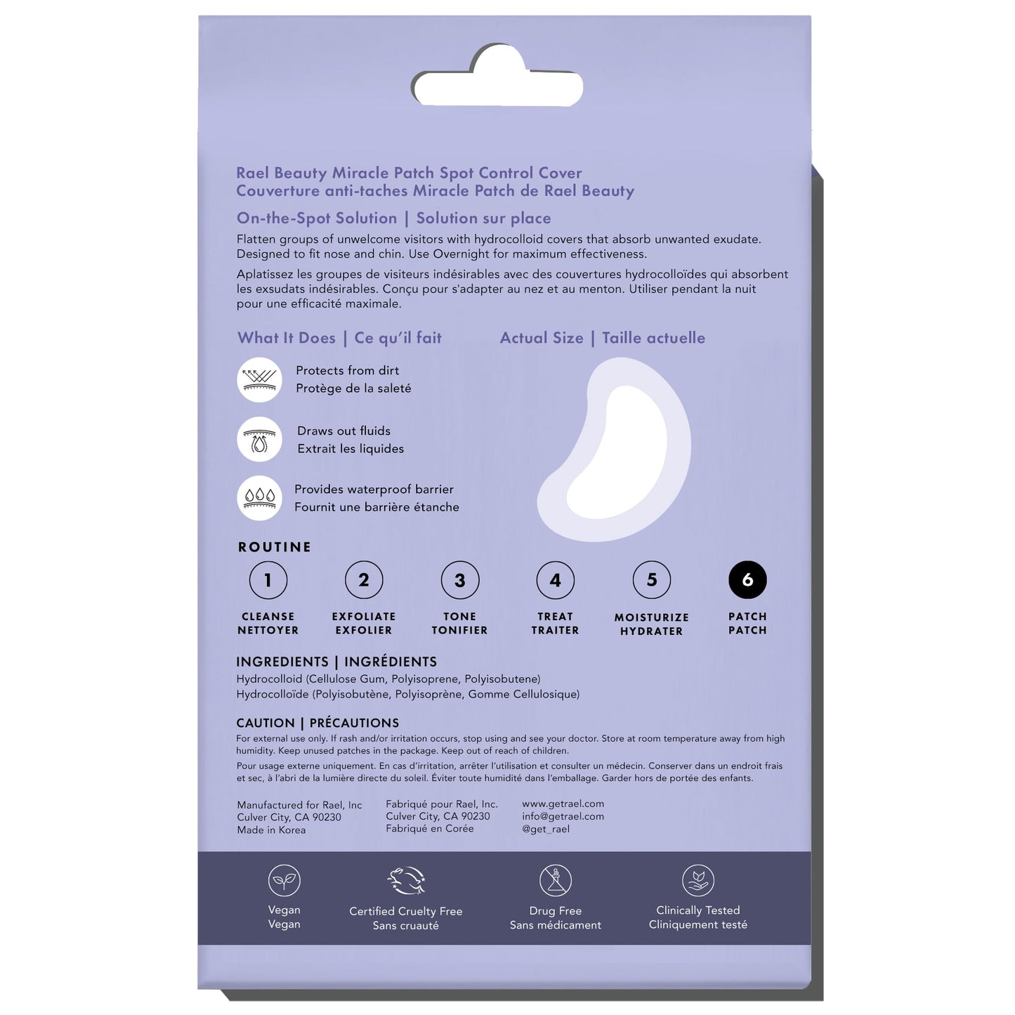 Rael Pimple Patches – Hydrocolloid Spot Control for Acne, Zits & Blemishes, Korean Skincare, Vegan & Cruelty-Free, 20 Count