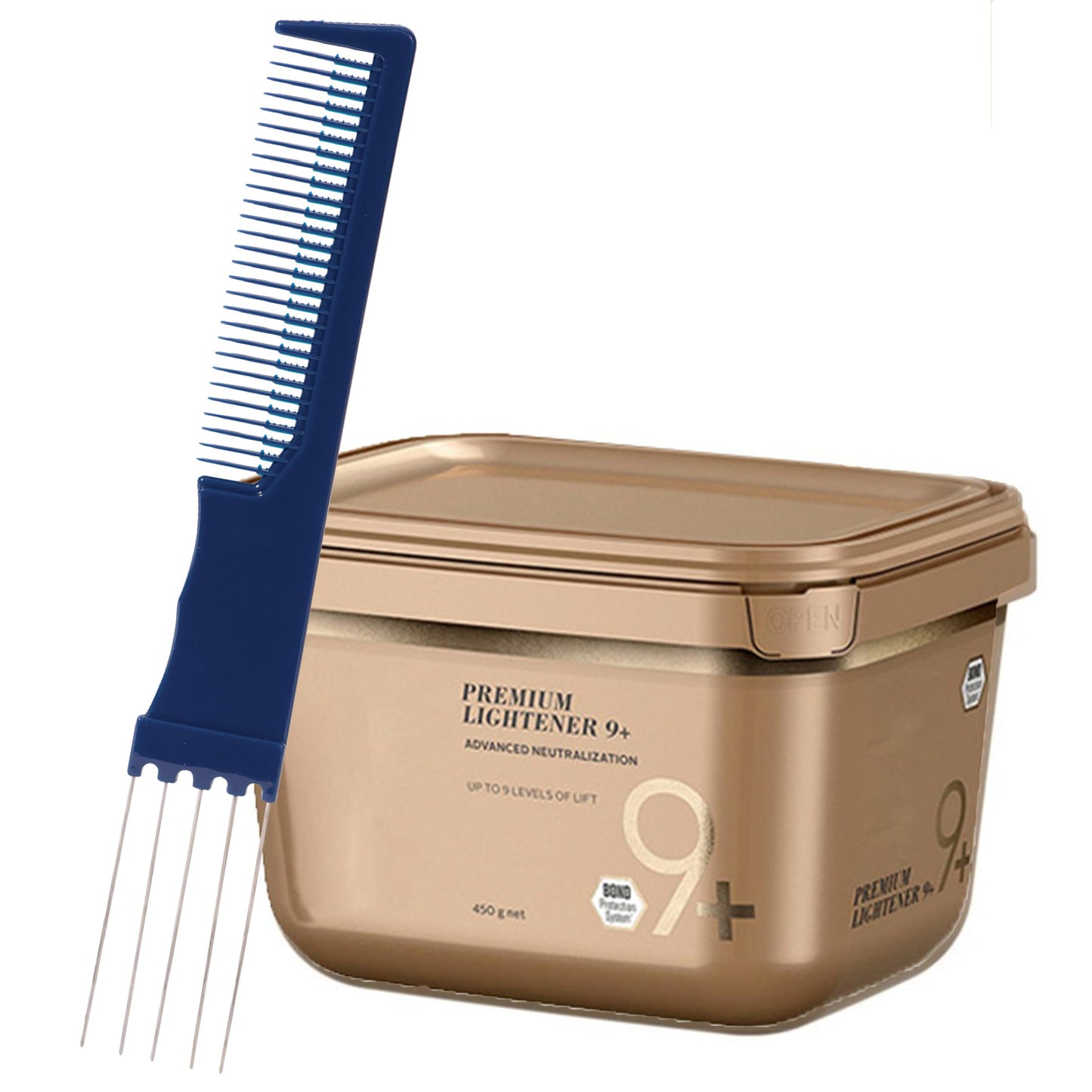BlondeMe Bleach Powder 9+ Premium Hair Lightener 450g with Dual Purpose Application Comb
