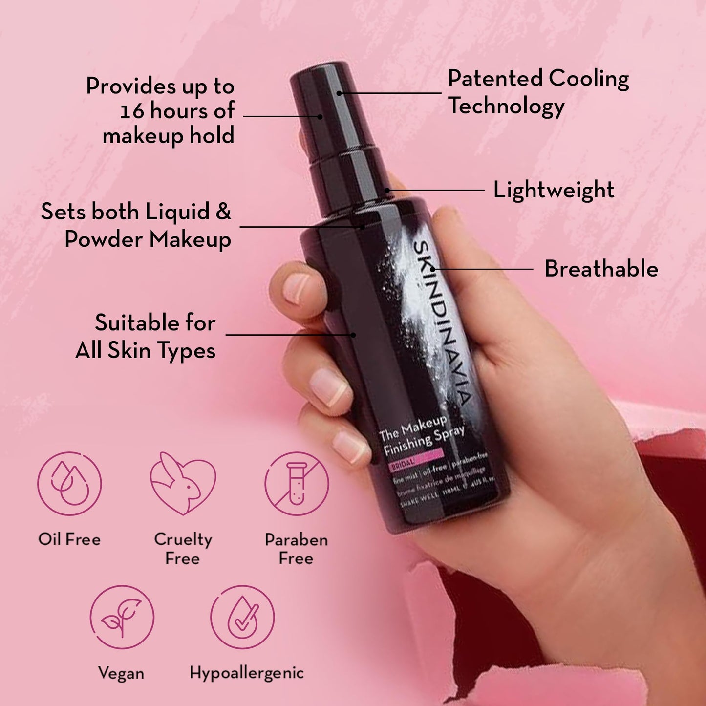 Skindinavia Makeup Finishing Spray – Bridal Setting Spray, Long-Lasting 16+ Hr, Waterproof & Heat-Resistant, 2 oz
